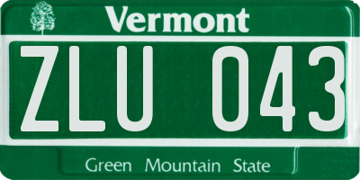VT license plate ZLU043