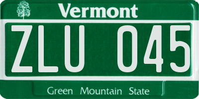 VT license plate ZLU045