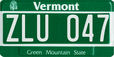 VT license plate ZLU047