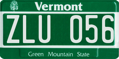VT license plate ZLU056