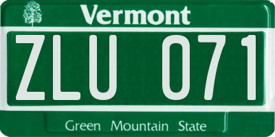 VT license plate ZLU071