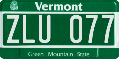 VT license plate ZLU077