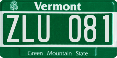 VT license plate ZLU081