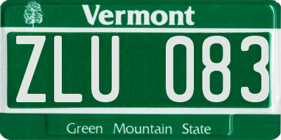VT license plate ZLU083