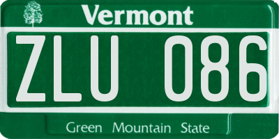 VT license plate ZLU086
