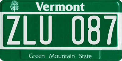 VT license plate ZLU087