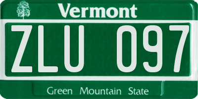 VT license plate ZLU097