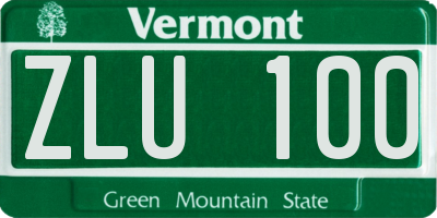 VT license plate ZLU100