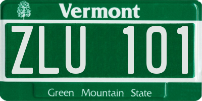 VT license plate ZLU101