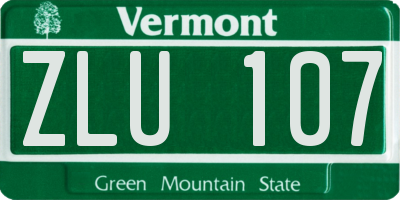 VT license plate ZLU107