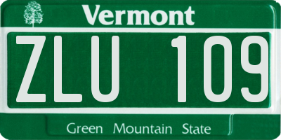 VT license plate ZLU109