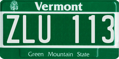 VT license plate ZLU113