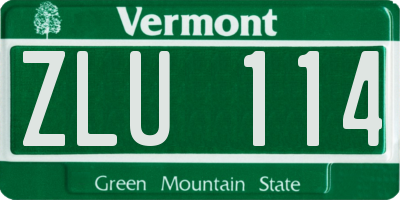 VT license plate ZLU114