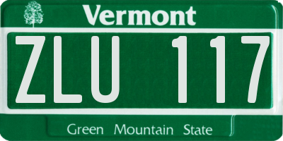VT license plate ZLU117