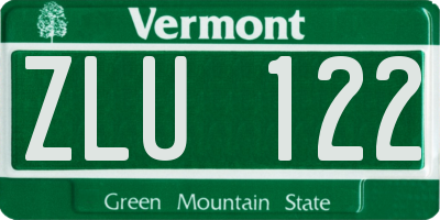 VT license plate ZLU122
