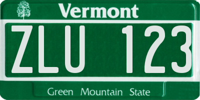 VT license plate ZLU123