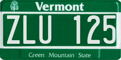 VT license plate ZLU125