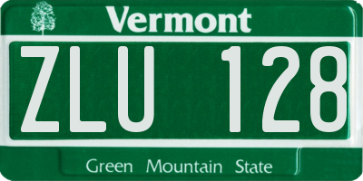 VT license plate ZLU128