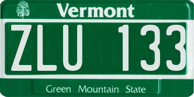 VT license plate ZLU133