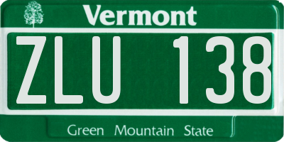VT license plate ZLU138