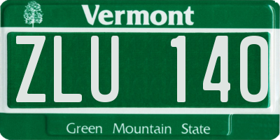 VT license plate ZLU140