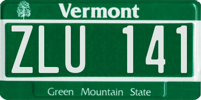 VT license plate ZLU141