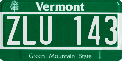 VT license plate ZLU143