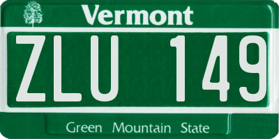VT license plate ZLU149