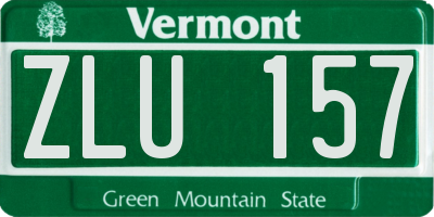 VT license plate ZLU157