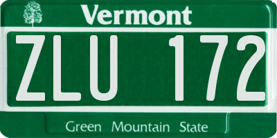VT license plate ZLU172