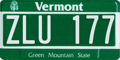 VT license plate ZLU177