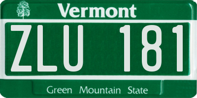 VT license plate ZLU181