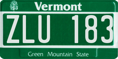 VT license plate ZLU183
