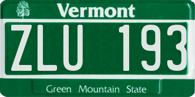 VT license plate ZLU193