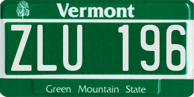VT license plate ZLU196