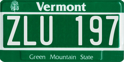 VT license plate ZLU197