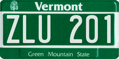 VT license plate ZLU201