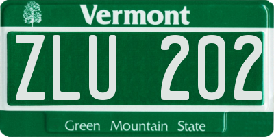VT license plate ZLU202