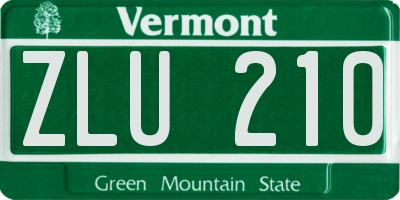 VT license plate ZLU210