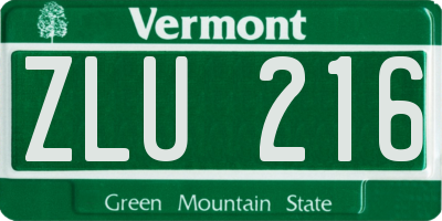 VT license plate ZLU216