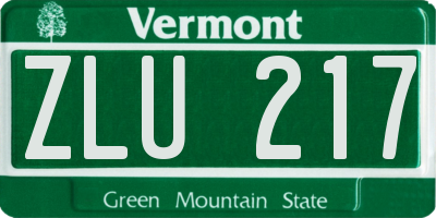 VT license plate ZLU217