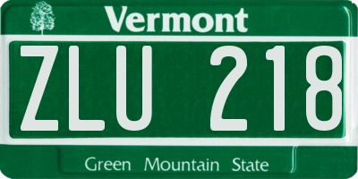 VT license plate ZLU218
