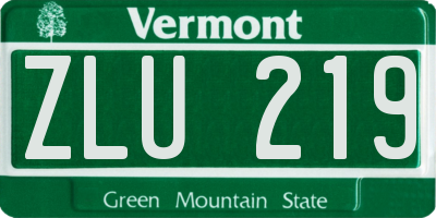 VT license plate ZLU219