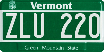 VT license plate ZLU220