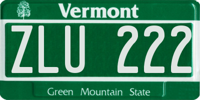 VT license plate ZLU222