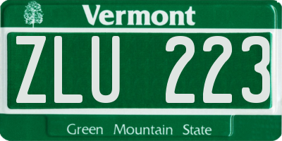 VT license plate ZLU223