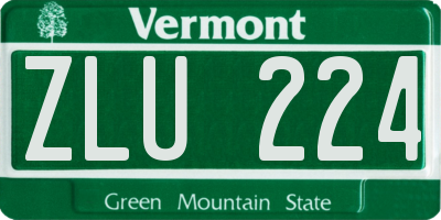 VT license plate ZLU224