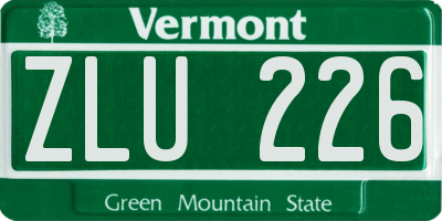 VT license plate ZLU226