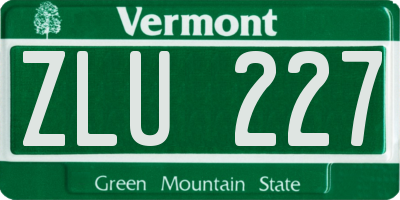 VT license plate ZLU227
