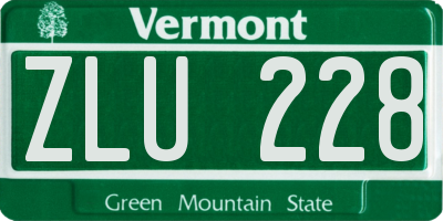 VT license plate ZLU228
